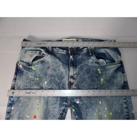 Evolution In Design 38 Jeans Men Paint Spatter Distressed Acid Wash Hip Hop Y2K - Picture 11 of 16